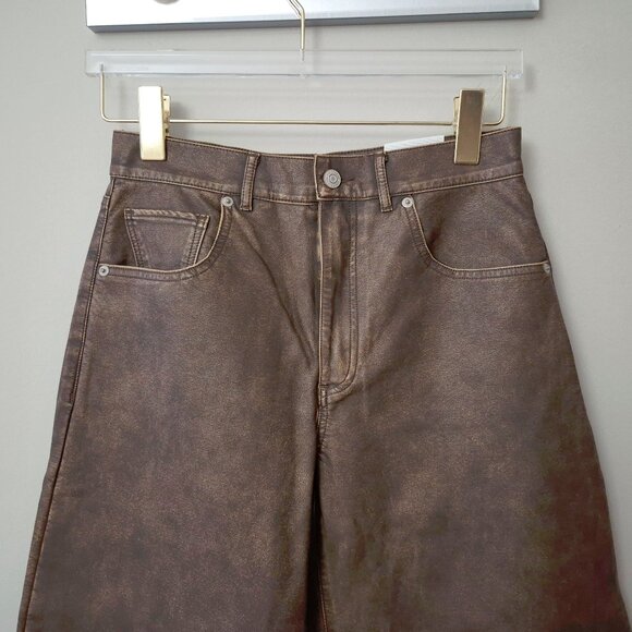 NWT Free People high rise, wide barrel distressed vegan leather pant, 27 - Picture 16 of 16